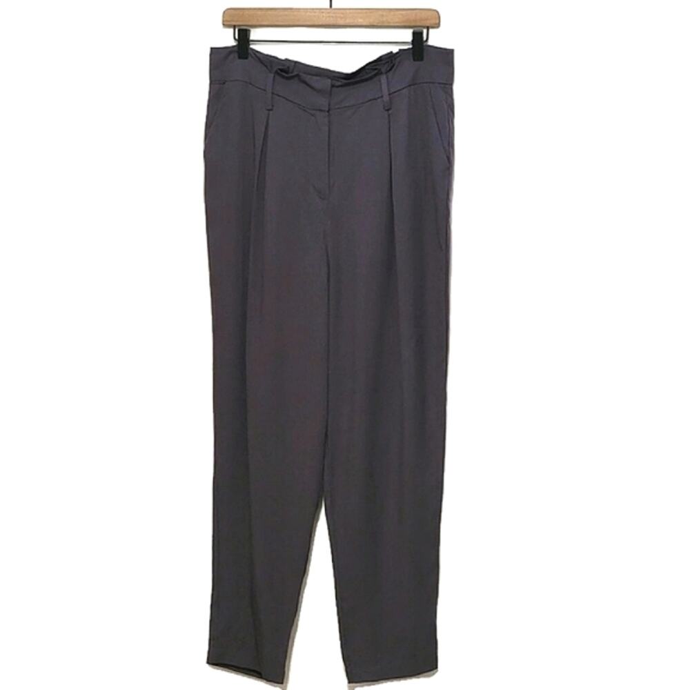 Socialite Gray Pleated Trouser Pants High Rise Straight Leg Size L Workwear